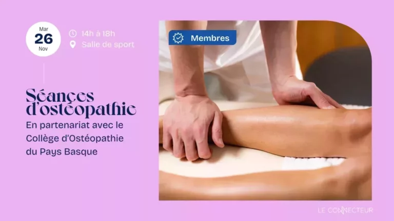 Séances osteopathie Mardi 26 novembre 14h